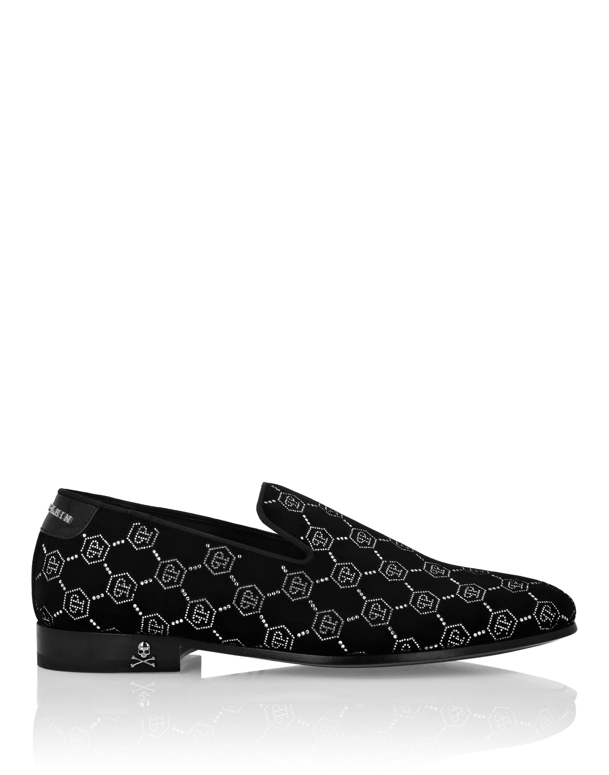 Velvet Loafers Strass Monogram Men, Alternate, color, black/crystal