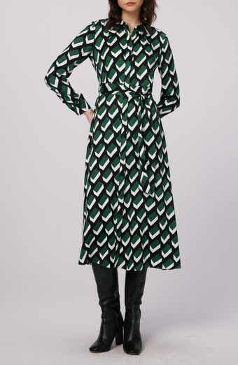 Gizelle Chevron Long Sleeve Midi Dress