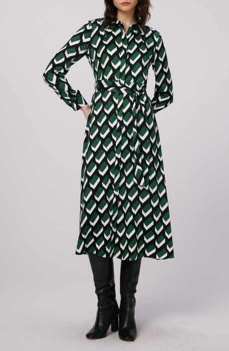 Gizelle Chevron Long Sleeve Midi Dress