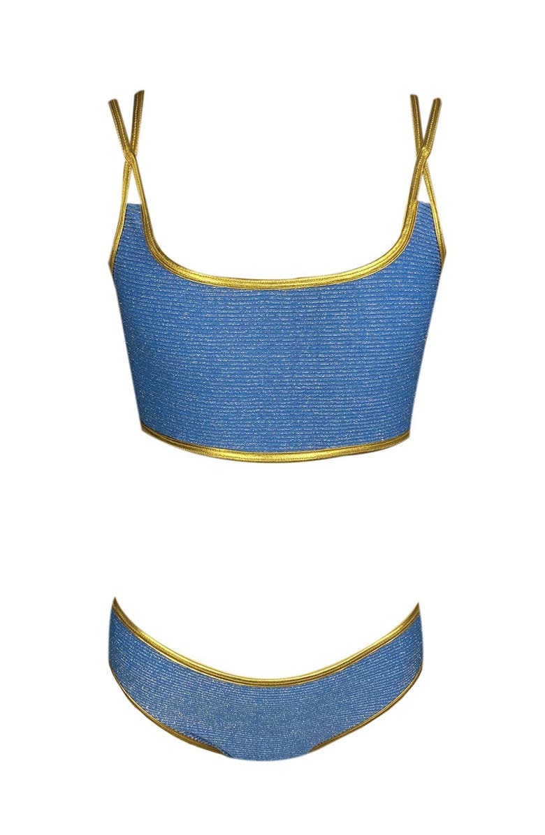 NESSI BYRD Kids' Cross Straps Blue Two-Piece Swimsuit, Main, color, Blue