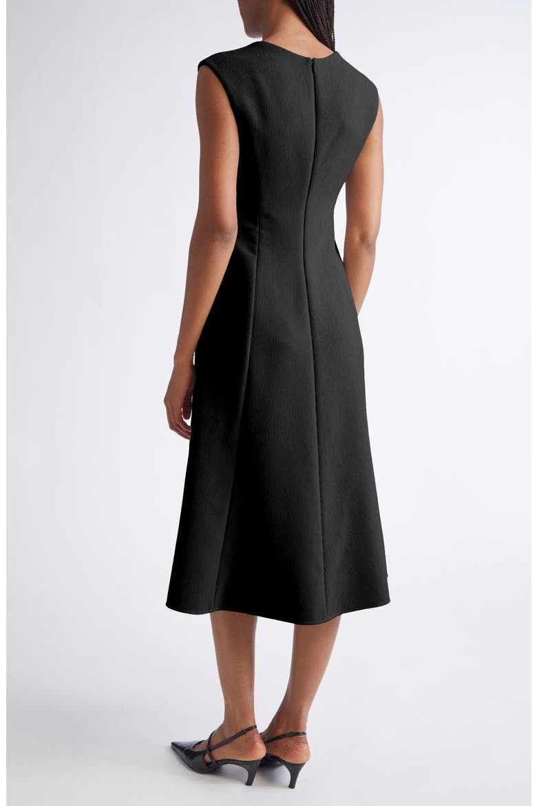 Crepe V-Neck Midi Dress, Alternate, color, SOLID BLACK