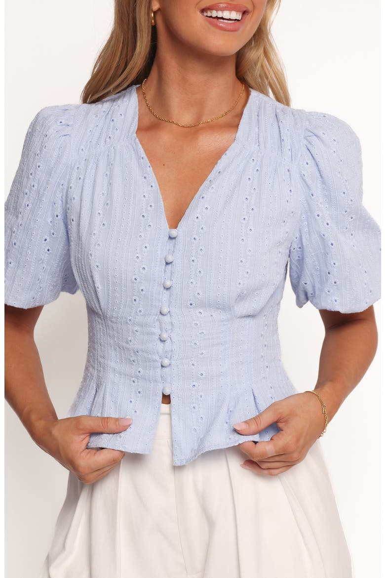 Yuva Eyelet Crop Top, Alternate, color, CORNFLOWER BLUE