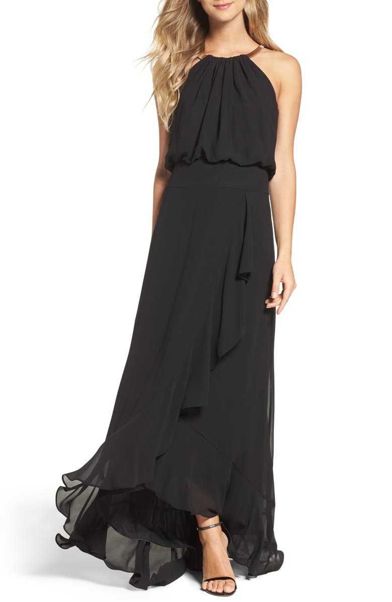 Eliza J Chiffon Ruffle Gown, Main, color,
