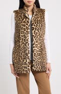 Anne Klein Leopard Print Faux Fur Vest