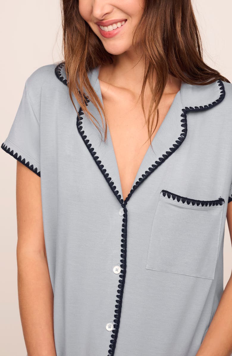 Eberjey Frida Short Pajamas, Alternate, color, Gray Dawn/ Navy