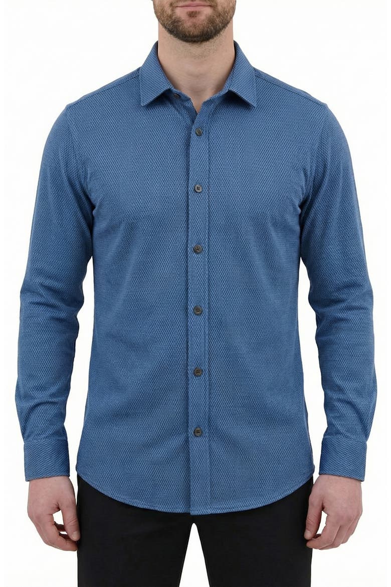 Regular Fit Motif Print 4-Way-Stretch Button-Up Shirt, Main, color, NAVY