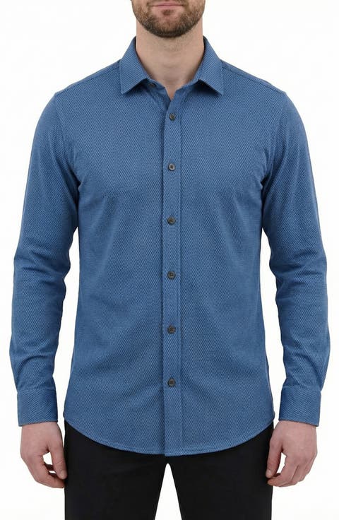 Regular Fit Motif Print 4-Way-Stretch Button-Up Shirt