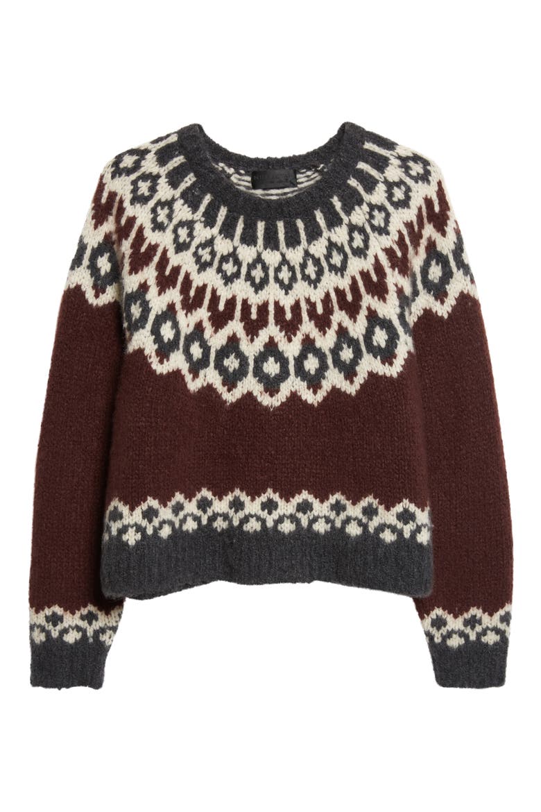 Isaline Fair Isle Cashmere Sweater, Alternate, color, BURGUNDY FAIRISLE