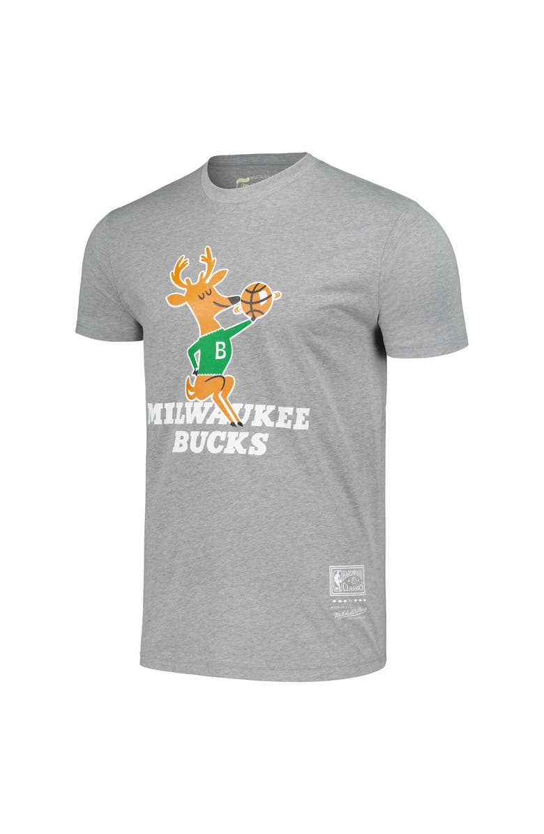 Mitchell & Ness Unisex Mitchell & Ness Gray Milwaukee Bucks Hardwood Classics MVP Throwback Logo T-Shirt, Alternate, color, 