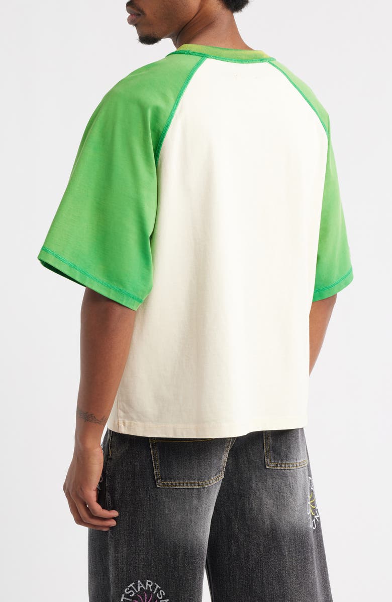 DIET STARTS MONDAY California Dreamin' Embroidered Graphic Baseball T-Shirt, Alternate, color, Cream/Green