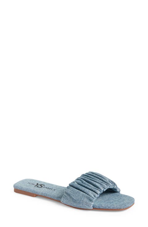 Naomi Ruched Slide Sandal (Women)