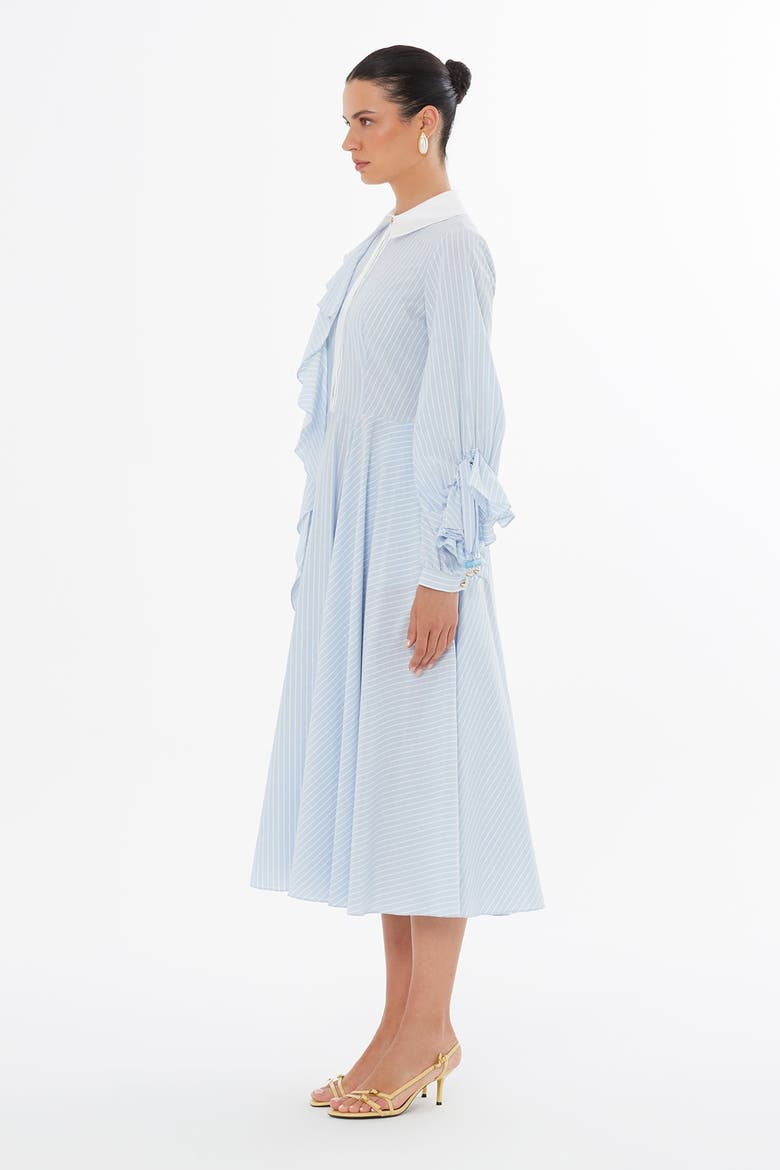 Ruffle Detail Midi Dress, Alternate, color, Baby Blue