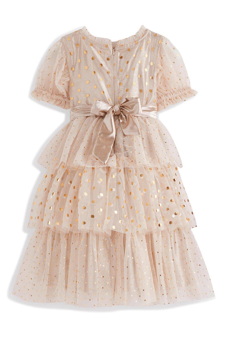 Kids' Metallic Tulle Party Dress, Alternate, color, GOLD METALLIC