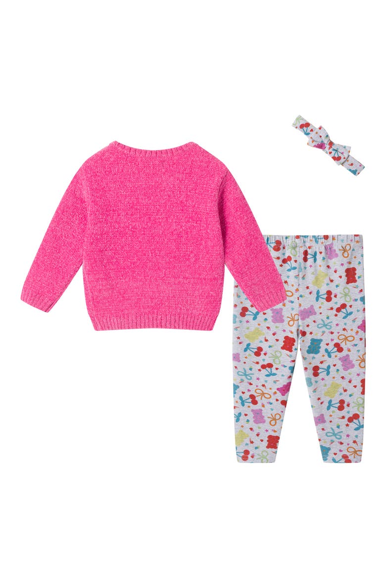 Chenille Sweater, Leggings & Headband Set, Alternate, color, PINK GUMMY