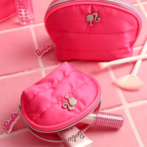 Barbie Pink Quilted Makeup Bag Set, Large And Small In Pink