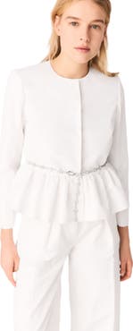 maje Cropped jacket with jewelled belt