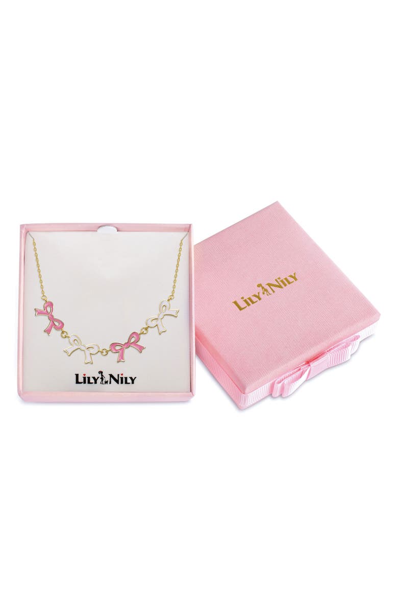Lily Nily Kids' Flat Bow Link Necklace, Alternate, color, Pink/ White