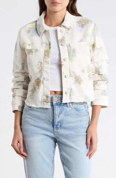 Democracy Ruched Sleeve Crop Denim Jacket