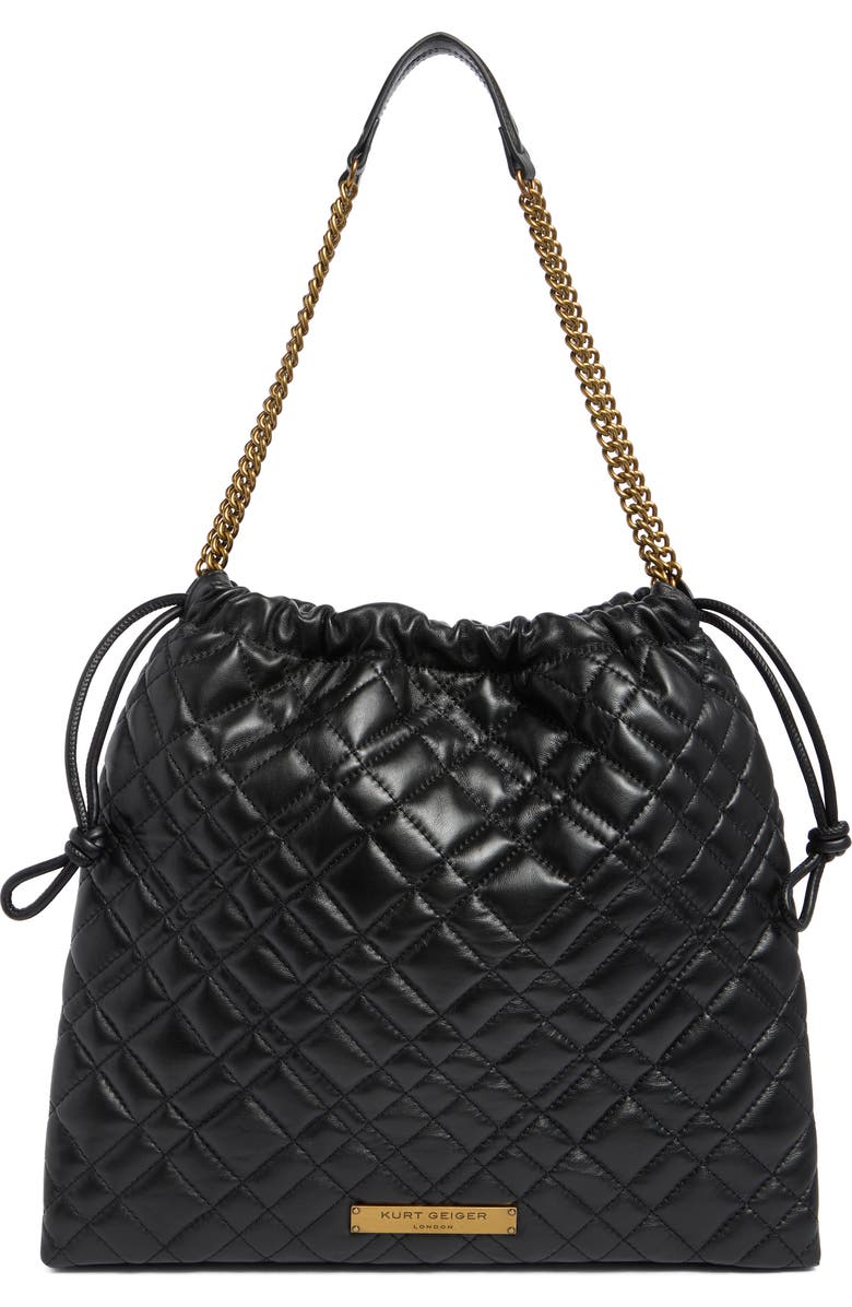 Kurt Geiger London Brixton Drawstring Quilted Leather Shoulder Bag, Main, color,