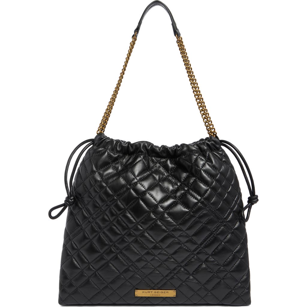 KURT GEIGER KURT GEIGER LONDON BRIXTON DRAWSTRING QUILTED LEATHER SHOULDER BAG