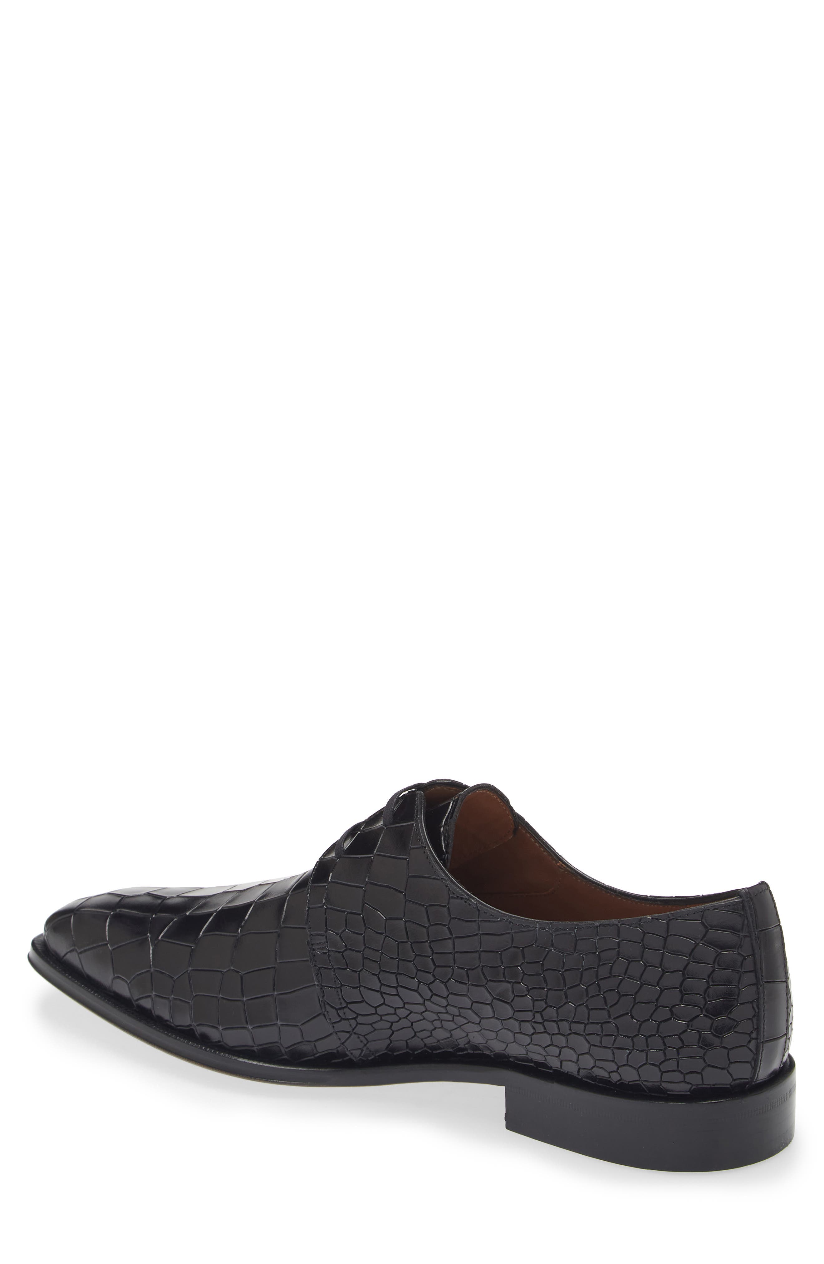 Mezlan Croc Embossed Derby, Alternate, color, Black