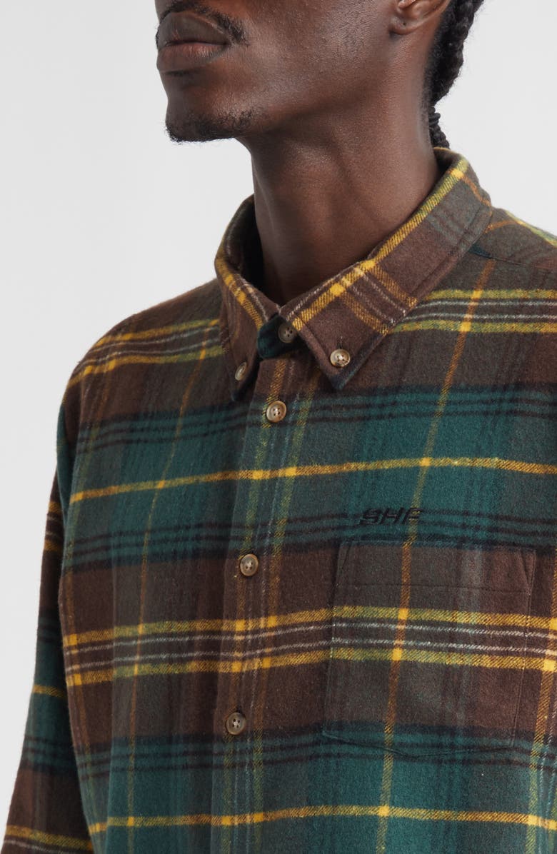 Sky High Farm Workwear Gender Inclusive Flannel Button-Down Shirt, Alternate, color, Yellow