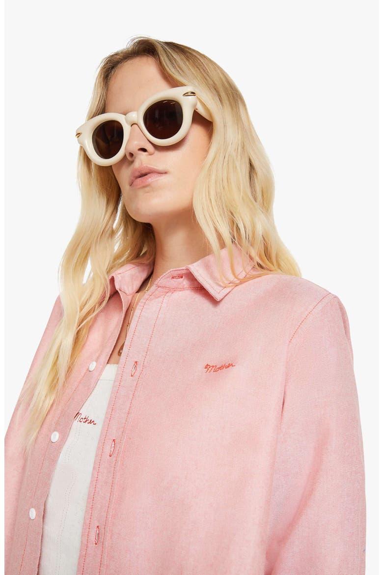 The Bestie Cotton Button-Up Shirt, Alternate, color, RED
