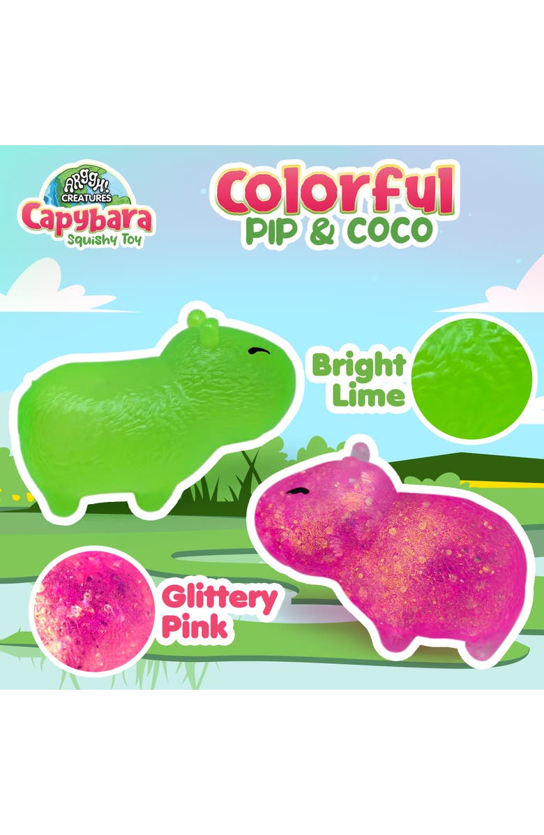Power Your Fun Fun 2-Pack Capybara Squeeze Balls, Alternate, color, Green, Pink