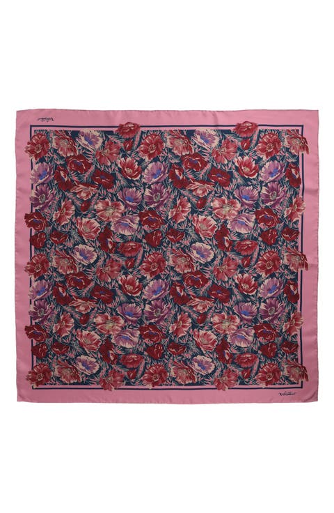 Après L'Hiver Poppy Print Silk Square Scarf