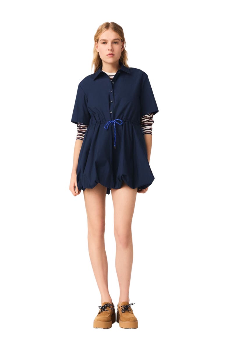 maje Short-sleeved cotton bubble dress, Main, color, Navy