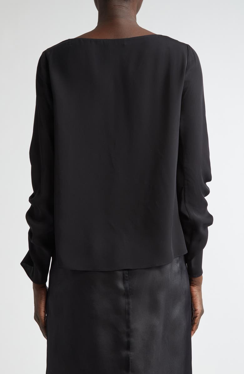 Lafayette 148 New York Ruched Sleeve Silk Crepe Top, Alternate, color, 