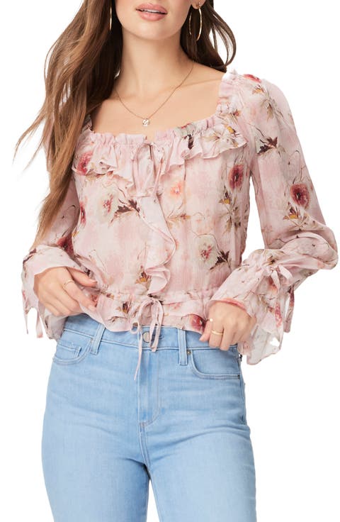 Lanea Floral Ruffle Peplum Silk Top