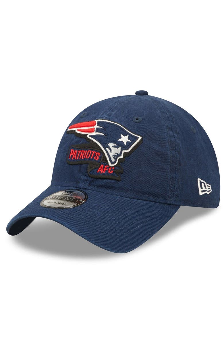 New Era Youth New Era Navy New England Patriots 2022 Sideline Adjustable 9TWENTY Hat, Alternate, color,