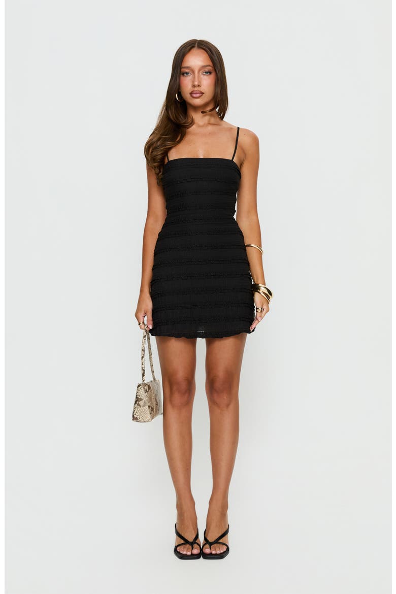 Sylvana Textured Minidress, Alternate, color, BLACK