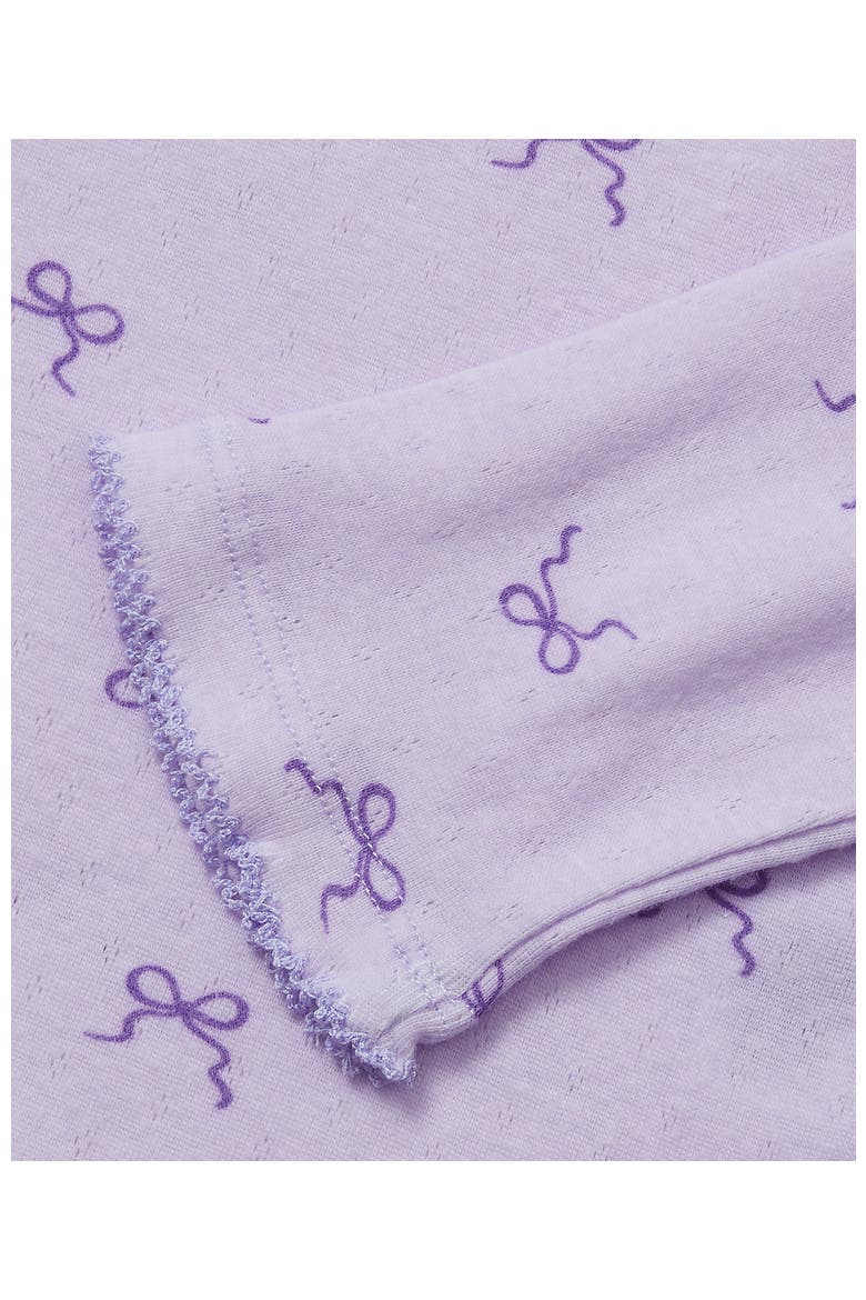 Girls Long Sleeve Pointelle Knit Shirt, Alternate, color, Purple Ditsy Bows