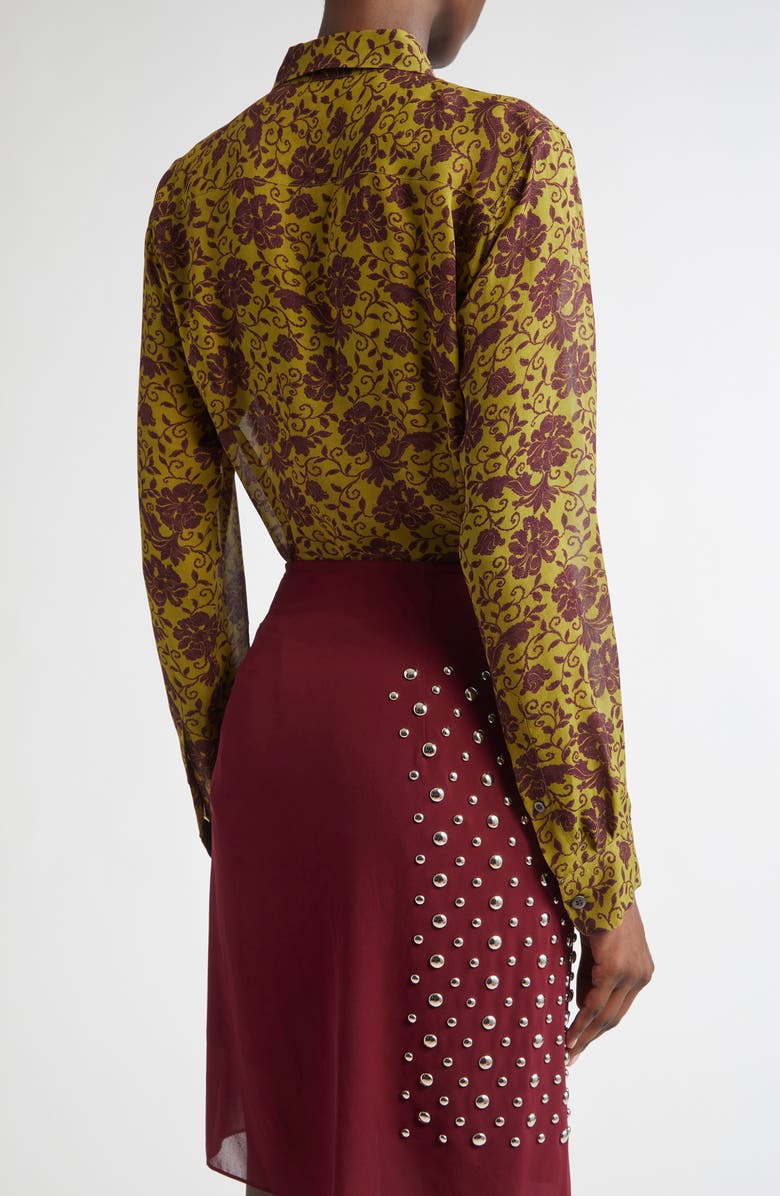 Dries Van Noten Chowy Floral Georgette Button-Up Shirt, Alternate, color,