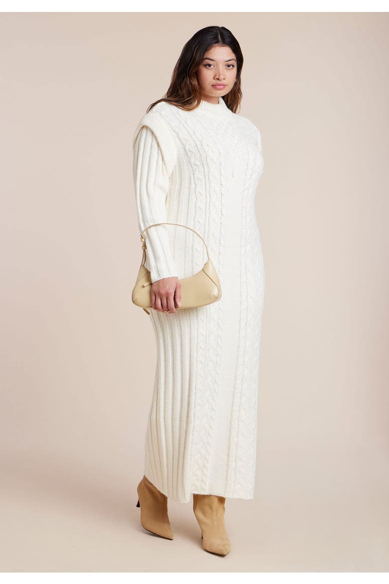 Cable Stitch Sweater Dress, Alternate, color, COCONUT MILK