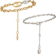 Vince Camuto Two-Tone Crystal Bracelet Duo