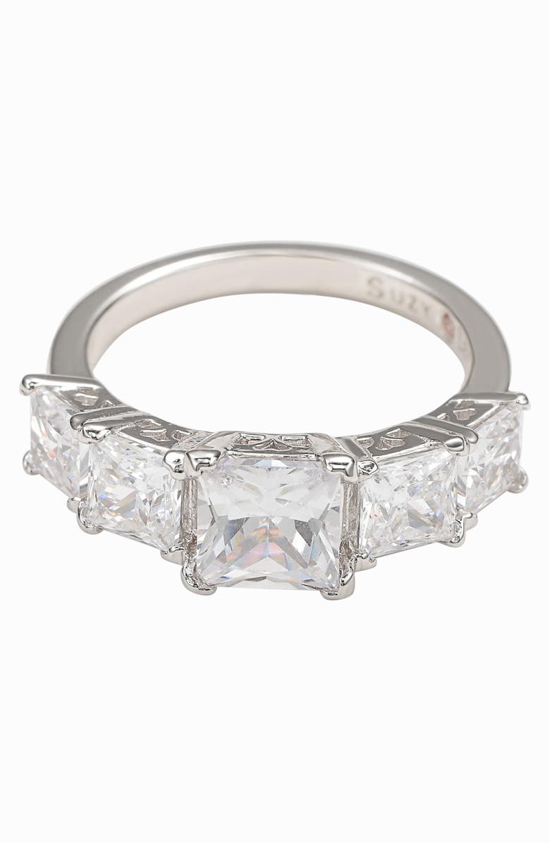 SUZY LEVIAN Sterling Silver Cubic Zirconia Asshcer Cut Ring, Alternate, color, 