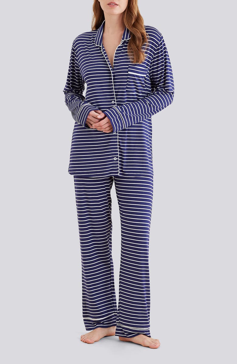 Papinelle Kate Pajamas, Main, color, Navy/ Cream Stripe