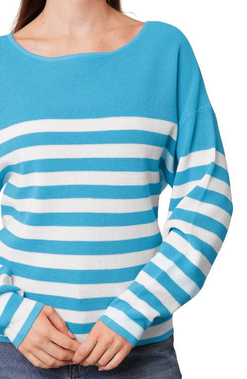 Cyrus Stripe Waffle Sweater In Blue