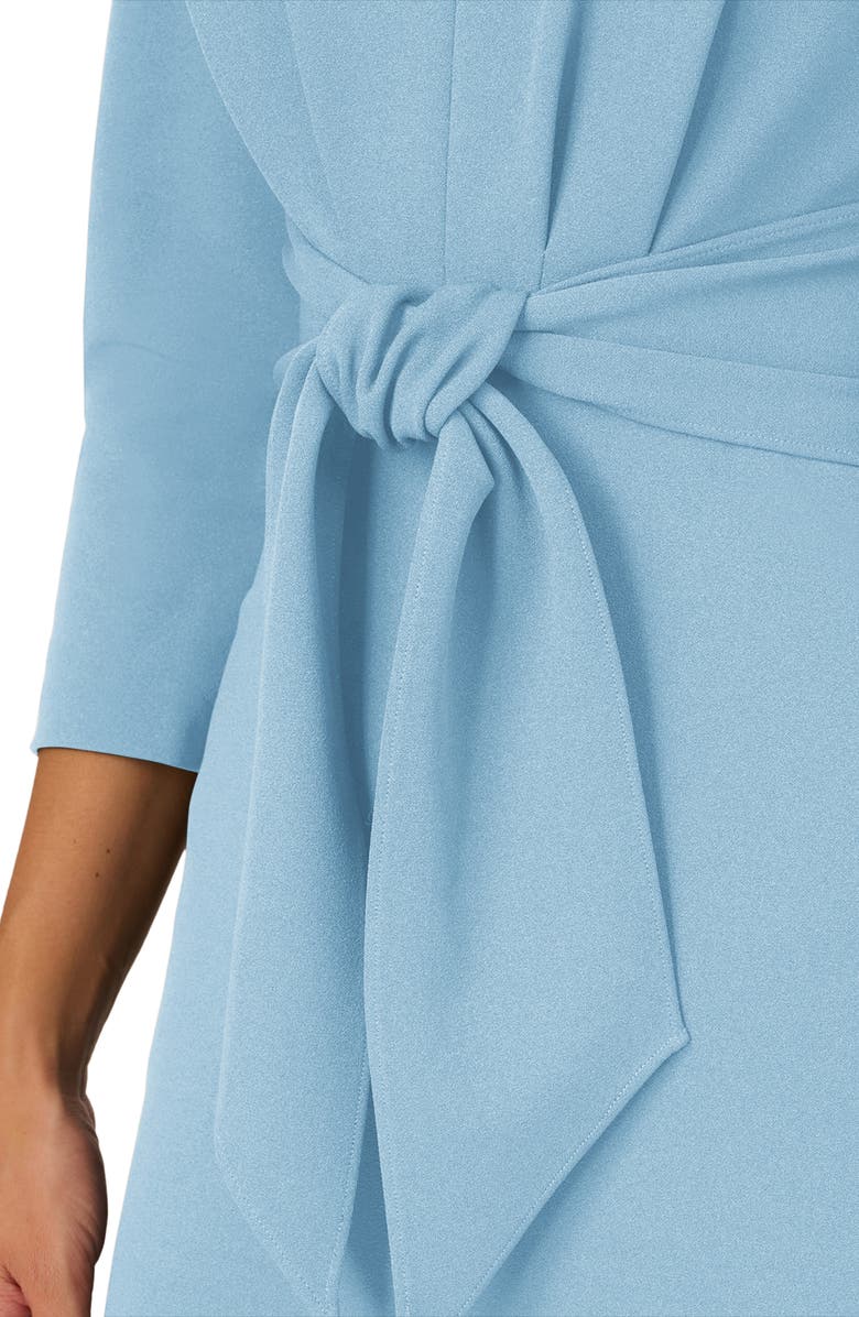 Adrianna Papell Tie Waist Crepe Sheath Dress, Alternate, color, Blue Mist