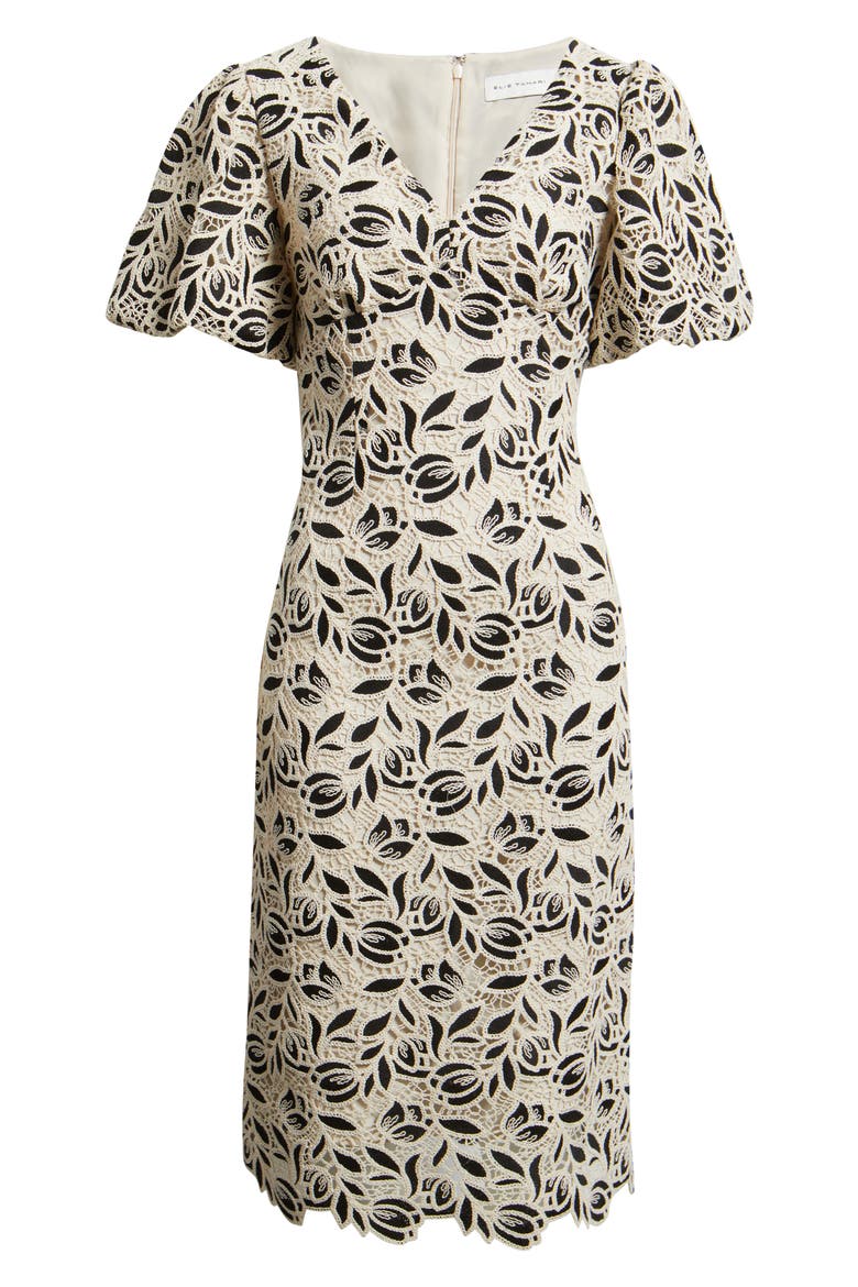 The Presley Cotton Blend Lace Midi Dress, Alternate, color, IVORY/ NOIR