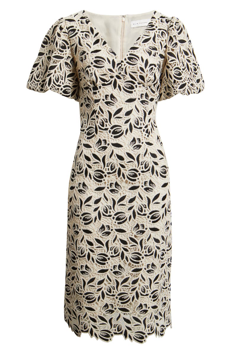 Elie Tahari The Presley Cotton Blend Lace Midi Dress, Main, color,