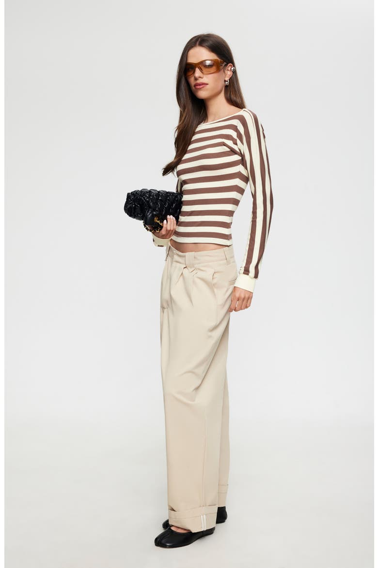 Blooming Striped Long Sleeve T-Shirt, Alternate, color, SORBET COCOA STRIPE