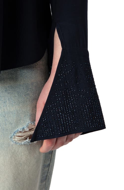 Zadig & Voltaire Taika Strass Embeliished Popover Top In Encre