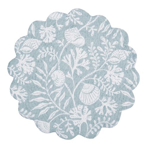 C & F Home C&f Home Seafoam Reef Scalloped Round Placemats Set Of 6 Nautical Design Coral, 17" In Blue