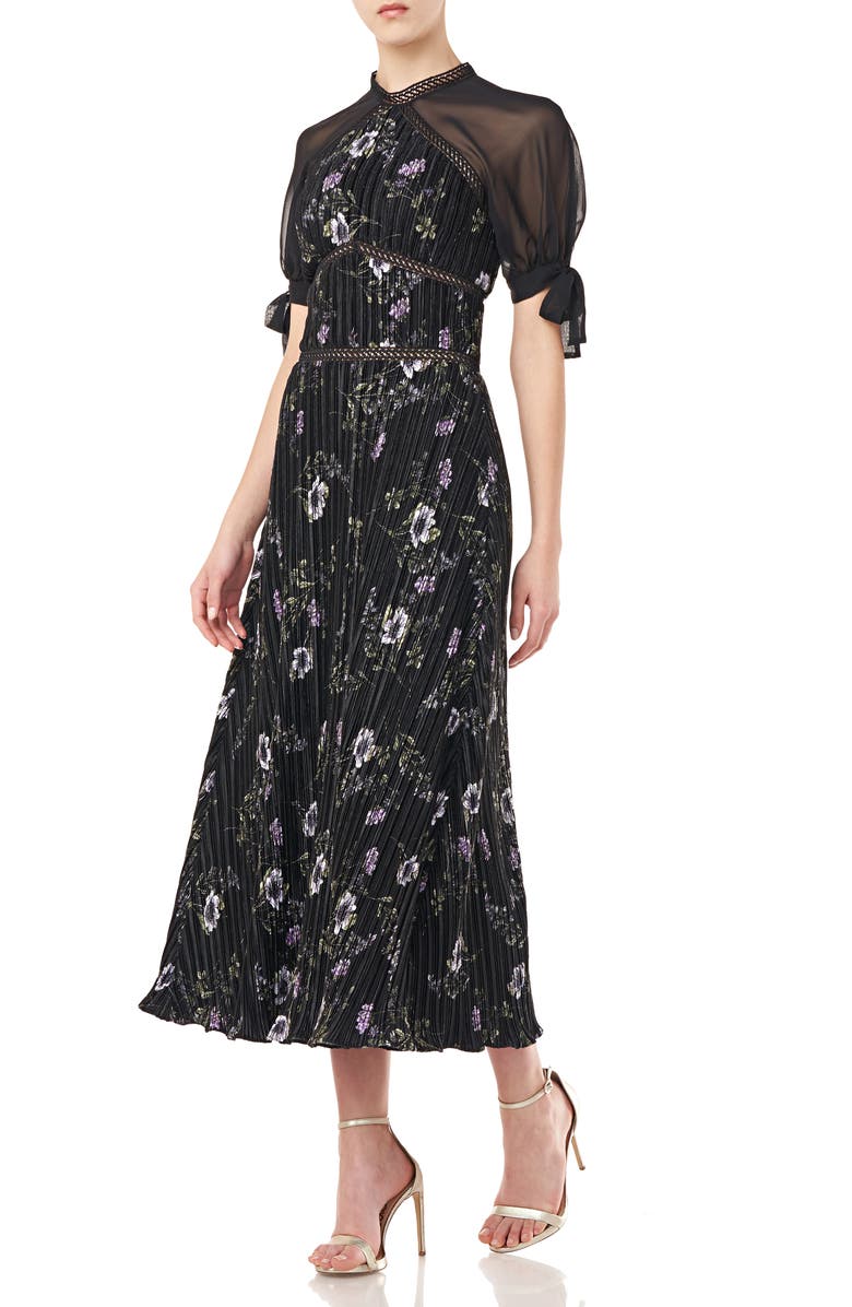 ML Monique Lhuillier Pleated Velvet Dress, Alternate, color,