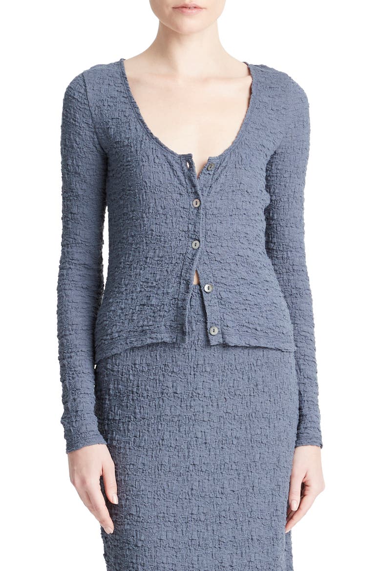 Textured Jacquard Button-Up Top, Main, color, DARK SEA STEEL