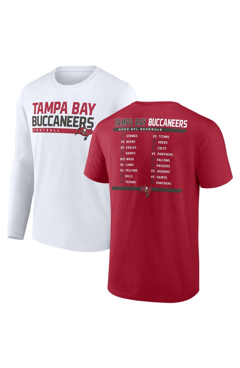 FANATICS Men's Fanatics Branded Red/White Tampa Bay Buccaneers Two-Pack 2023 Schedule T-Shirt Combo Set, Alternate, color, Red